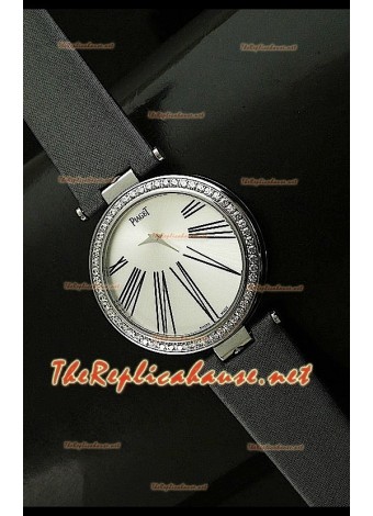 Piaget Altiplano Reloj de Cuarzo Suizo con Esfera de Hora en Correa de Piel Gris