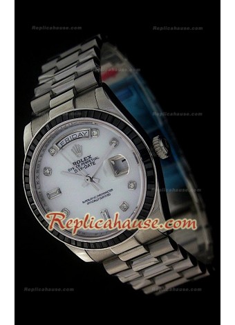 Rolex DayDate Reproducción Reloj Suizo con Esfera Perla 