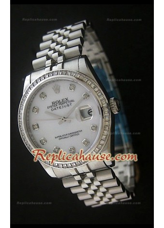 Rolex Datejust Reproducción Reloj Suizo con Esfera Blanca