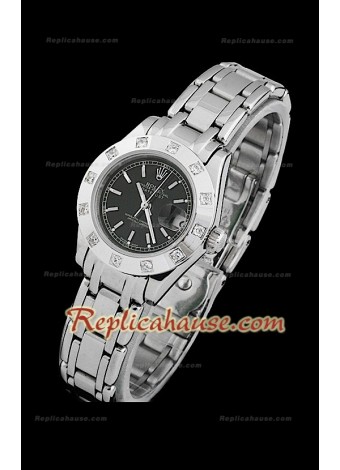 Rolex Datejust Reproducción Reloj Suizo para Señoras con Esfera de color Negro