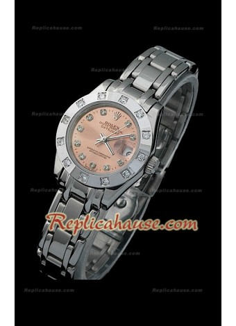 Rolex Datejust Reproducción Reloj Suizo para Señoras con Esfera Champagne