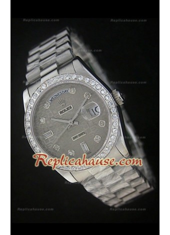 Rolex  DayDate Reproducción Reloj Suizo con Esfera Impresa Gris