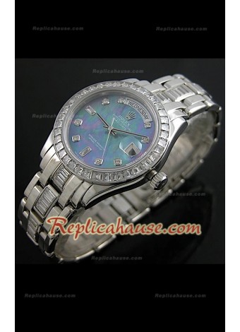 Rolex Daydate Reproducción Reloj Suizo con Esfera Perla Multicolor