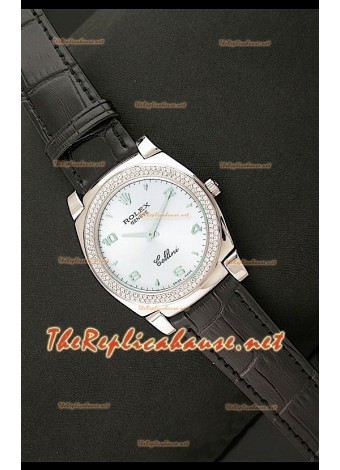 Rolex Celleni Reproducción Japonesa de Cuarzo Esfera Lila con Diamantes en Bisel