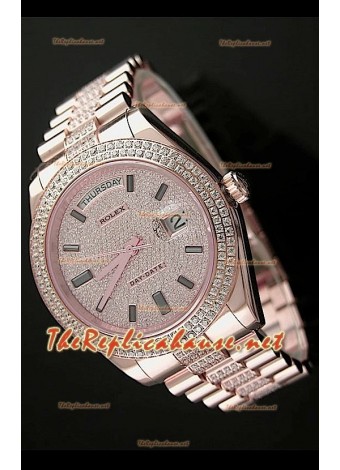 Rolex Daydate II Reloj Suizo - 41MM en Oro Rosa y Diamantes Redondos en Bisel