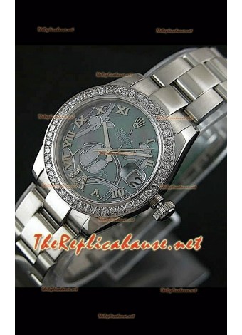 Reloj japonés Rolex Datejust para damas con estuche de 31 mm. 