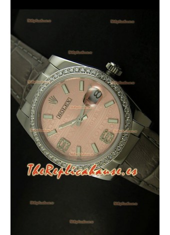 Rolex Réplica Datejust Reloj Suizo – 37MM - Carcasa Champaña/Malla Gris