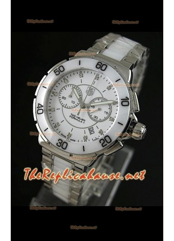 Tag Heuer Formula 1 para damas, en blanco, con cronómetro. Réplica 1:1