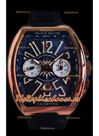 Franck Muller Vanguard Chronograph Reloj Suizo Oro Rosado de 18K Dial Azul
