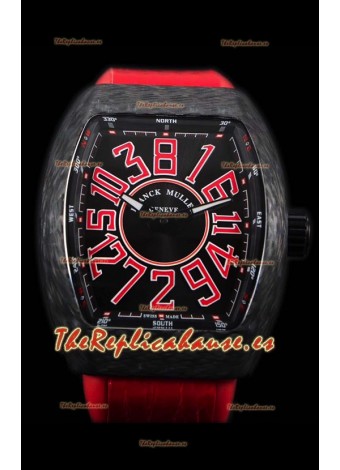 Franck Muller Vanguard Reloj Suizo Caja de Carbono índices rojos 