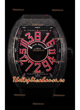 Franck Muller Vanguard Reloj Suizo Caja de Carbono índices rojos 
