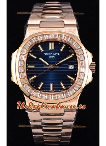Patek Philippe Nautilus 5711/1R Reloj a Espejo 1:1 - Bisel Diamantes Baguette