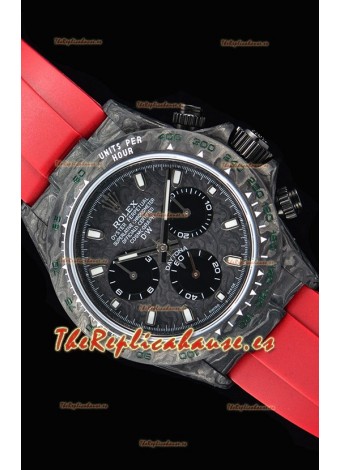 Rolex Daytona DiW Forged Reloj Réplica a espejo 1:1 Caja de Carbono con Correa color Rojo