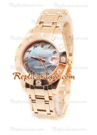 Pearlmaster Datejust Rolex Reloj Japonés en Oro Rosa y Dial color Perla - 34MM