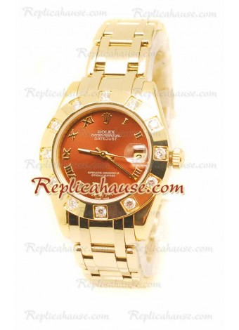 Datejust Rolex Reloj Japonés en Oro Amarillo y Dial Marrón - 36MM