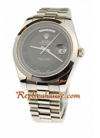 Rolex Réplica Day Date II Silver Reloj Suizo - 41MM