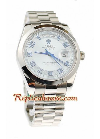 Rolex Réplica Day Date II Silver Reloj Suizo - 41MM