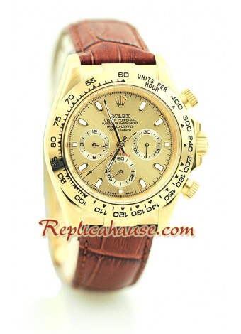 Reloj Rolex Réplica Daytona Oro 18K con correa de cuero