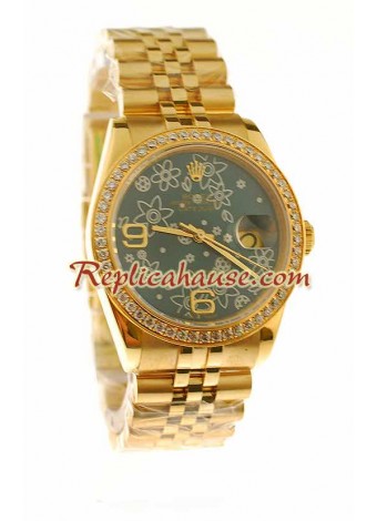 Rolex Suizo Réplica estampado floreado 2011 Edición Datejust Reloj