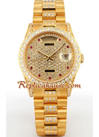 Rolex Réplica Day Date Gold Diamond