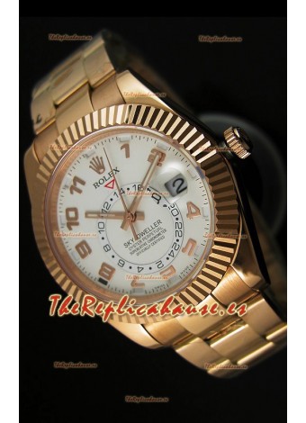 Rolex Sky-Dweller Reloj de Oro Amarillo de 18K Dial Blanco con Numerales Arábigos
