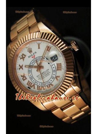 Rolex Sky-Dweller Reloj de Oro Amarillo de 18K Dial Blanco y Numerales Romanos