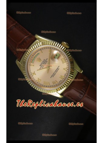 Rolex Day Date 36MM Reloj Réplica Suizo en Oro Amarillo - Dial Champange