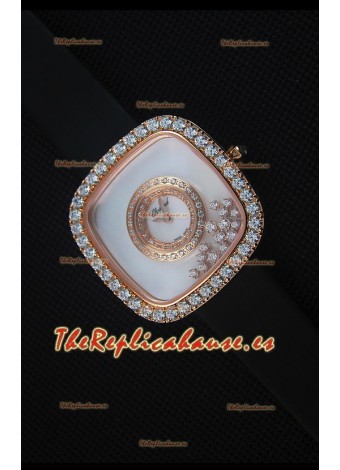 Chopard Happy Diamonds 38MM Correa Negra, Dial Blanco