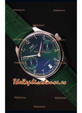 IWC Portugieser Swiss 1:1 Reloj Replica a Espejo Dial Verde, Caja en Acero