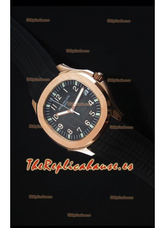 Patek Philippe Aquanaut Jumbo Rose Gold 1:1 Reloj Replica a Espejo Dial coloreado en Negro
