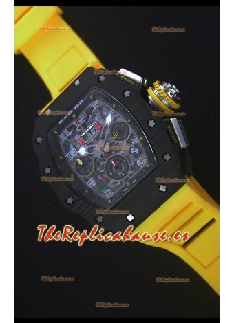 Richard Mille RM011-03 Reloj con Caja de Carbón Forjado color Negro de una sola Pieza en Correa color Amarillo