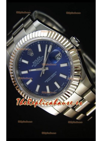 Rolex Datejust II 41MM Reloj Replica Suizo con Movimiento Cal.3136 Dial en Azul Navy