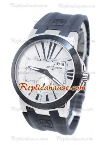 Ulysse Nardin Executive Dual Time Dial Blanco Black Strap Reloj