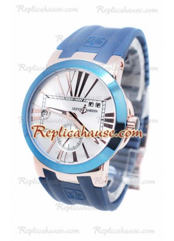 Ulysse Nardin Executive Dual Time Rose Gold Blue Strap Reloj