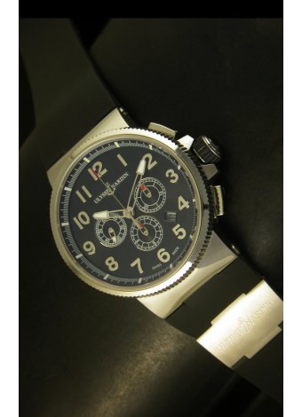 Ulysse Nardin Marine Cronógrafo de Acero Inoxidable, Dial Negro Arábigo - Réplica Escala 1:1