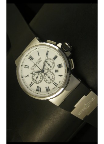 Ulysse Nardin Marine Cronógrafo en Acero Inoxidable, Dial Blanco Numeros Romanos - Réplica Escala 1:1