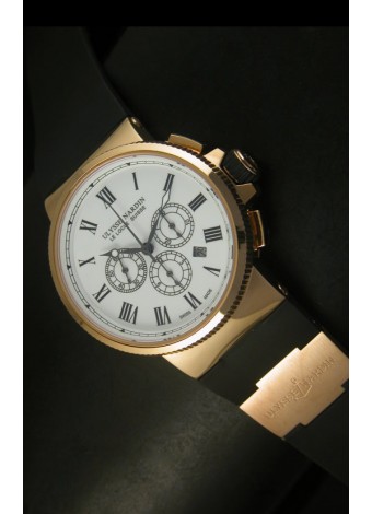 Ulysse Nardin Marine Cronógrafo en Oro Rosado, Dial Numeros Romanos - Réplica Escala 1:1