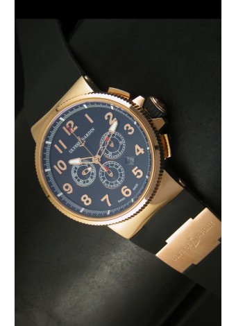 Ulysse Nardin Marine Cronógrafo en Oro Rosado, Dial Negro Numeros Arábigos - Réplica Escala 1:1