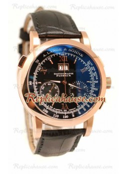 A. Lange Sohne Datograph Flyback Cronógrafo Cuero Suizo Reloj