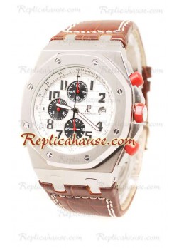 Audemars Piguet Royal Oak Offshore Dial Blanco in Correa de cuero