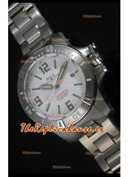 Ball Hydrocarbon Spacemaster Reloj Automático Réplica en Dial Blanco - Movimiento Citizen Original