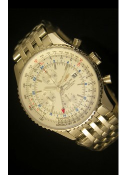 Breitling Navitimer World GMT - Ultima Edición Réplica a Escala 1:1 Dial Blanco