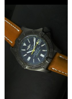 Breitling Seawolf Reloj Suizo con Revestimiento PVD en Correa Marrón