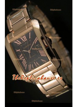 Cartier Tank Anglaise Mid Sized, Reloj Réplica Suiza color Oro Rosado - Réplica en escala 1:1