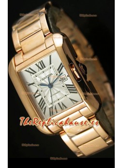 Cartier Tank Anglaise Mid Sized, Reloj Réplica Suiza color Oro Rosado - Réplica en escala 1:1