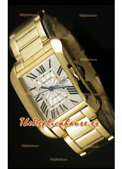 Cartier Tank Anglaise Mid Sized, Reloj Réplica Suiza color Oro Amarillo - Réplica en escala 1:1