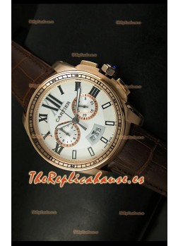 Calibre De Cartier, Reloj cronógrafo Réplica Japonesa, color Oro Rosado