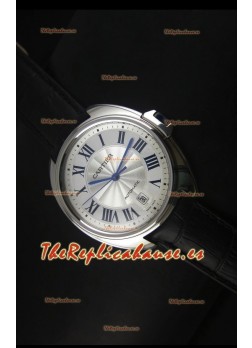 Cle De Cartier Reloj con Caja de Acero 40MM y Correa de Piel - Réplica Espejo 1:1