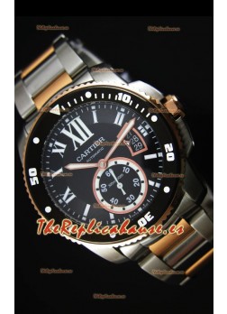 Calibre De Cartier Reloj con Caja de Acero 42MM Dial Negro Color de la Caja en Dos Tonos -  Reloj Réplica Espejo 1:1
