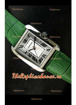 Cartier Tank para damas Réplica Cascasa de acero/Malla verde